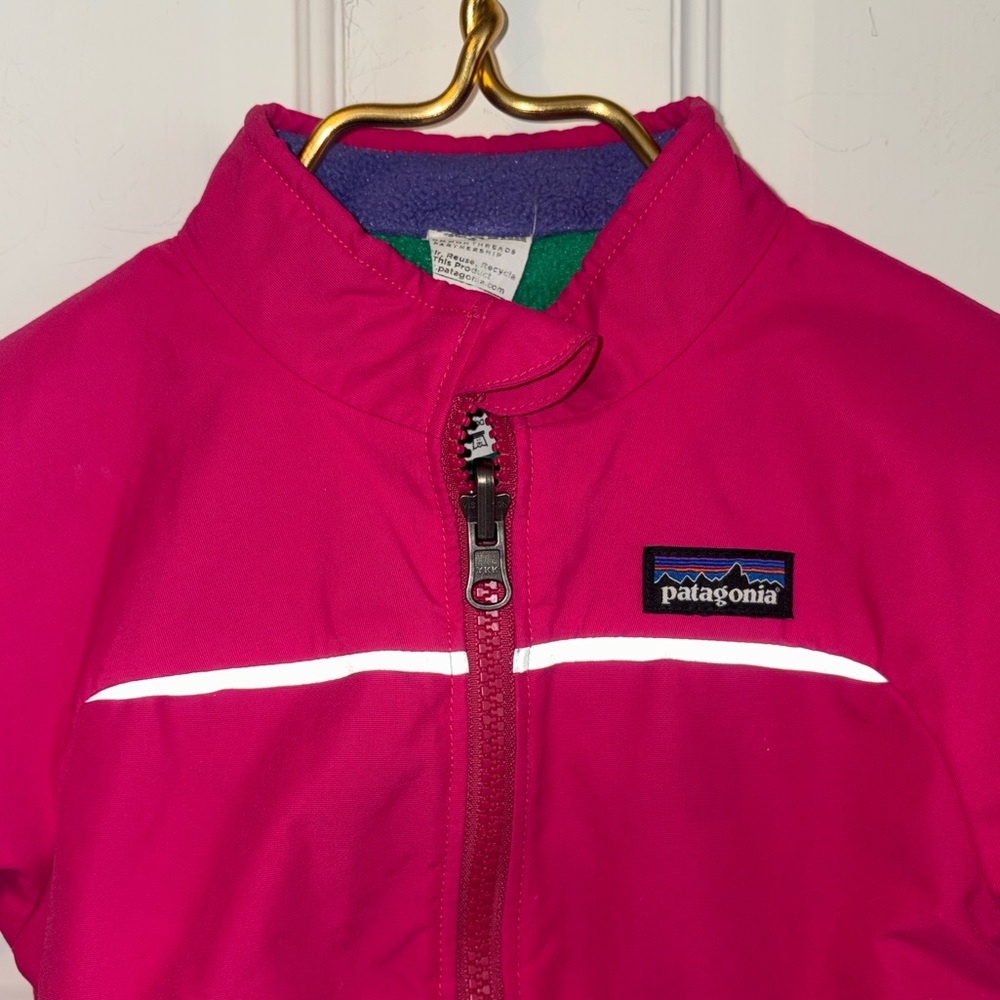 Patagonia Baby Reversible Fleece Jacket Red Purple Green Pink 6M Colorblock